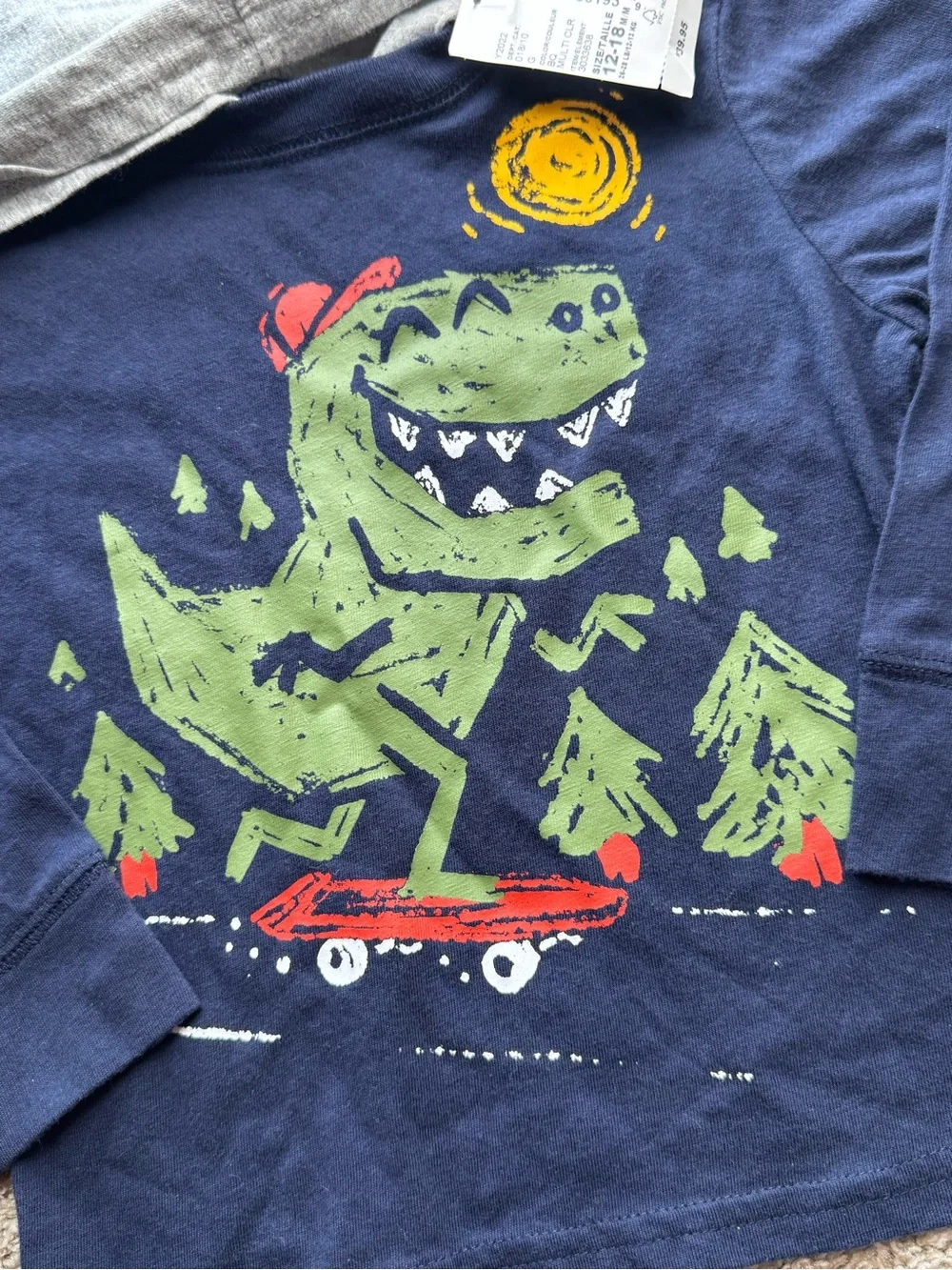 The Children’s Place Dinosaur Skateboard Hoodie 12–18M NWT
